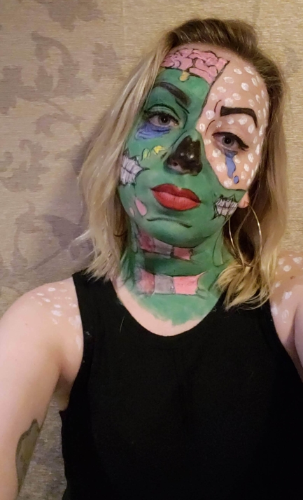 pop art zombie halloween makeup look